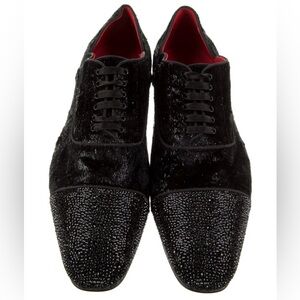 Christian Louboutin Black Greggy Swarovski Oxford loafers shoes